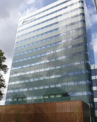 Interior roller blinds for solar control activated at Regionens Hus in Gothenburg. 